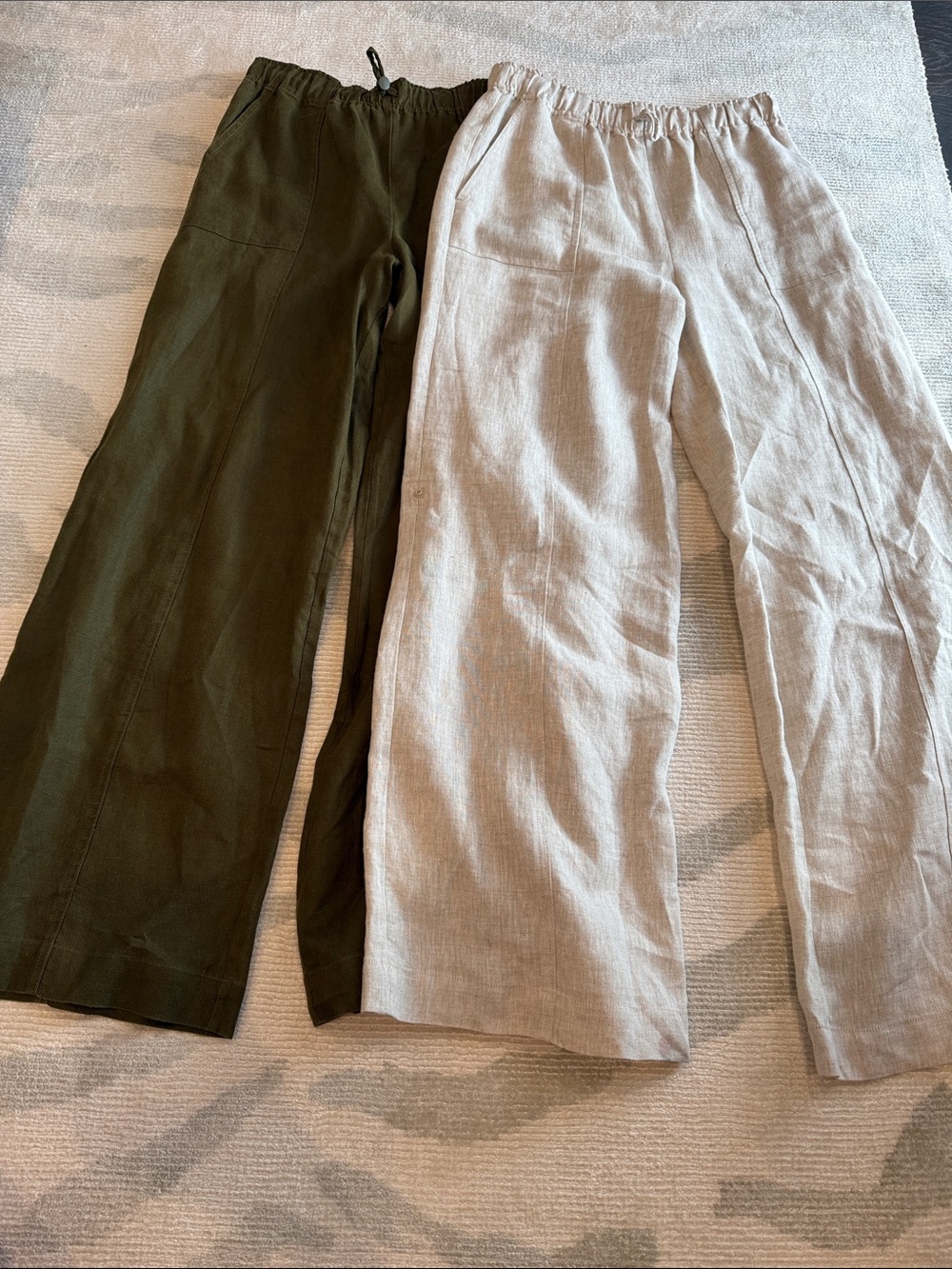 Reformation Linen Pants - Olive & Oatmeal